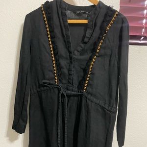 Zara Long Sleeve Black Cover up (XS) with tassels